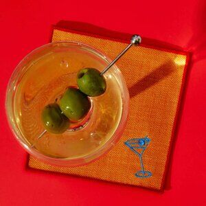 Olive Party Cocktail Napkins by Atelier Saucier NWT